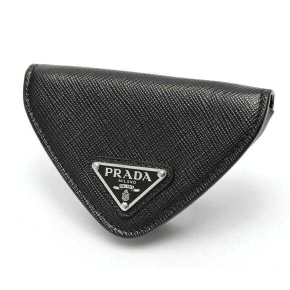Prada Triangle Coin Case 2MM004 in Saffiano Leather Black